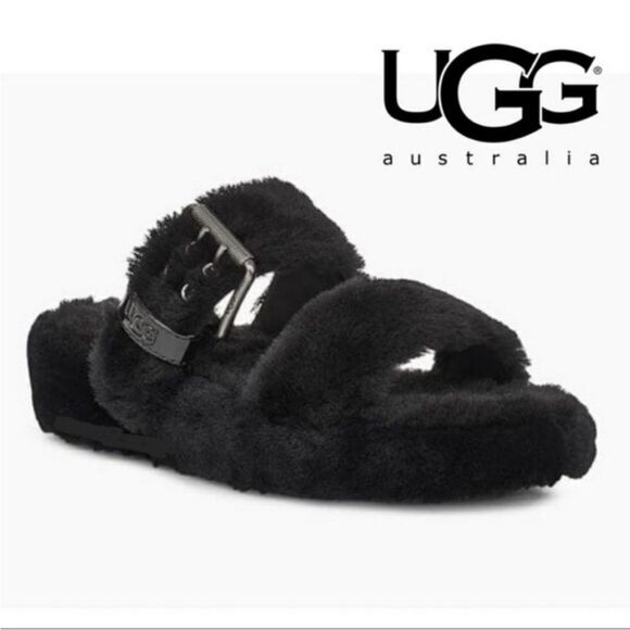 UGG Fuzz Yeah Genuine Shearling Sheepskins Slides Sandals Slippers Size 6 - Picture 6 of 9